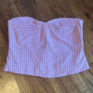 Zara Pink and White Strapless Corset Top - Small